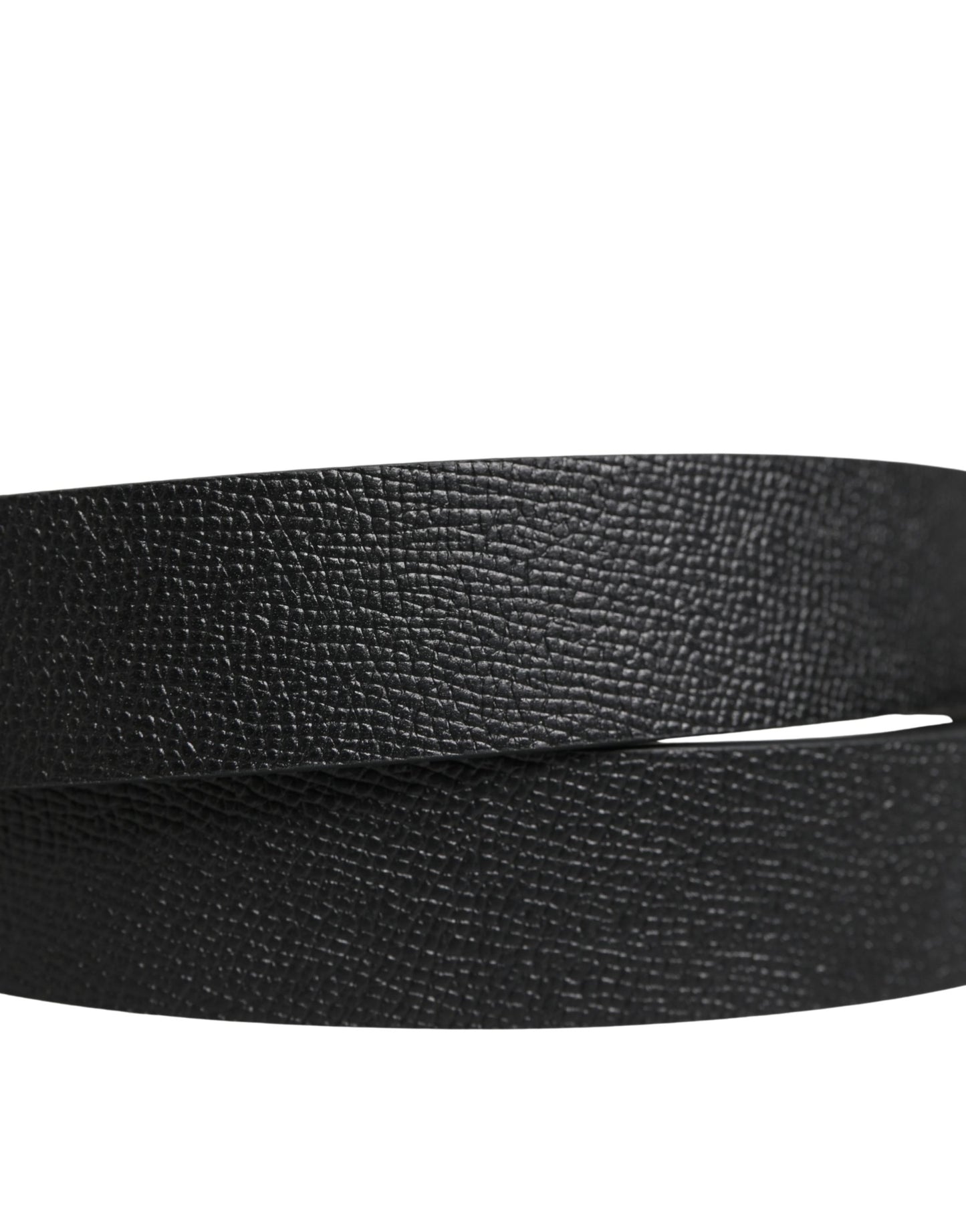 Men Black Calf Leather Logo Metal Buckle Belt