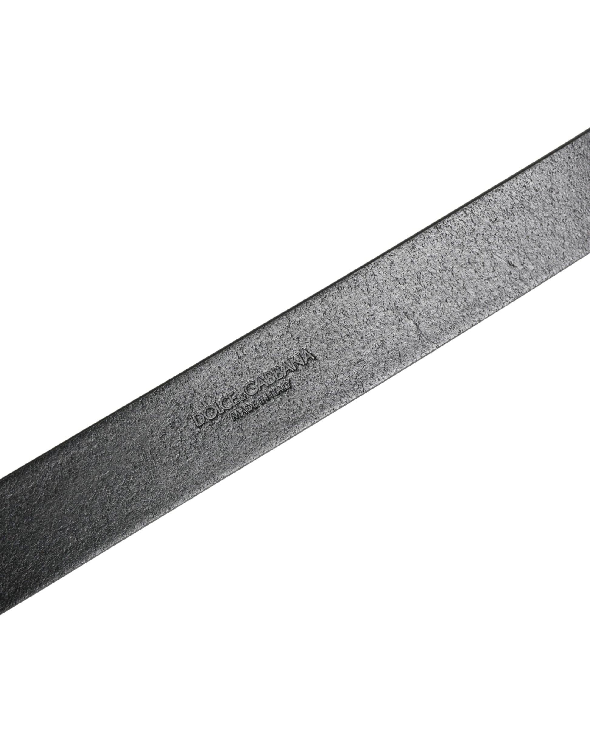 Men Black Calf Leather Logo Metal Buckle Belt