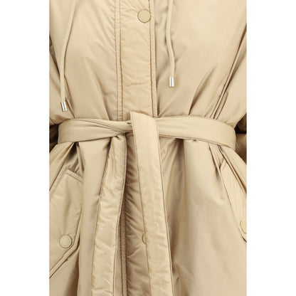 Beige Polyester Full-Length Jacket