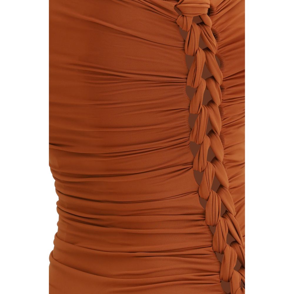 Brown Polyester One-Piece Swimsuit