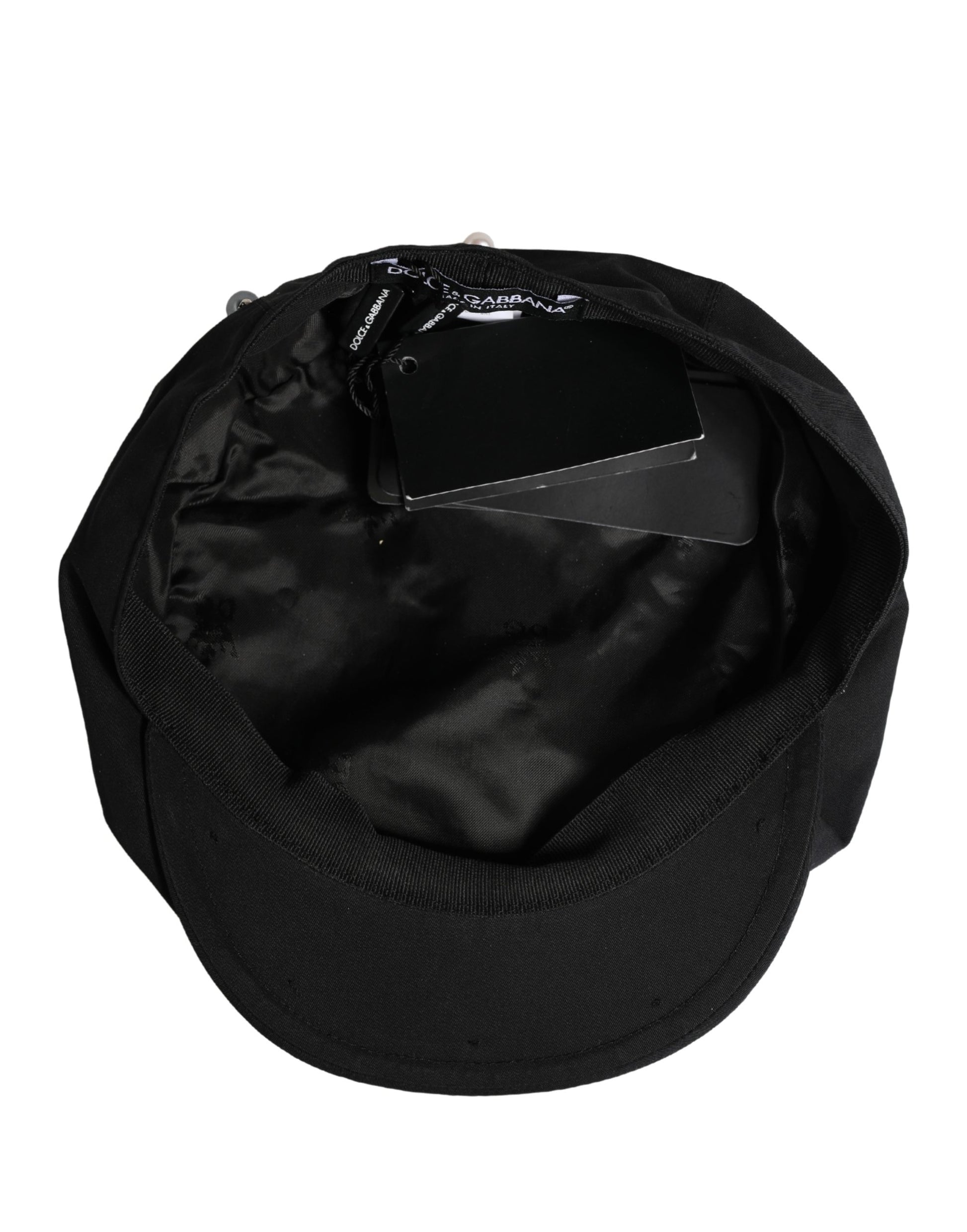 Men Black Cotton Embellished Newsboy Capello Hat