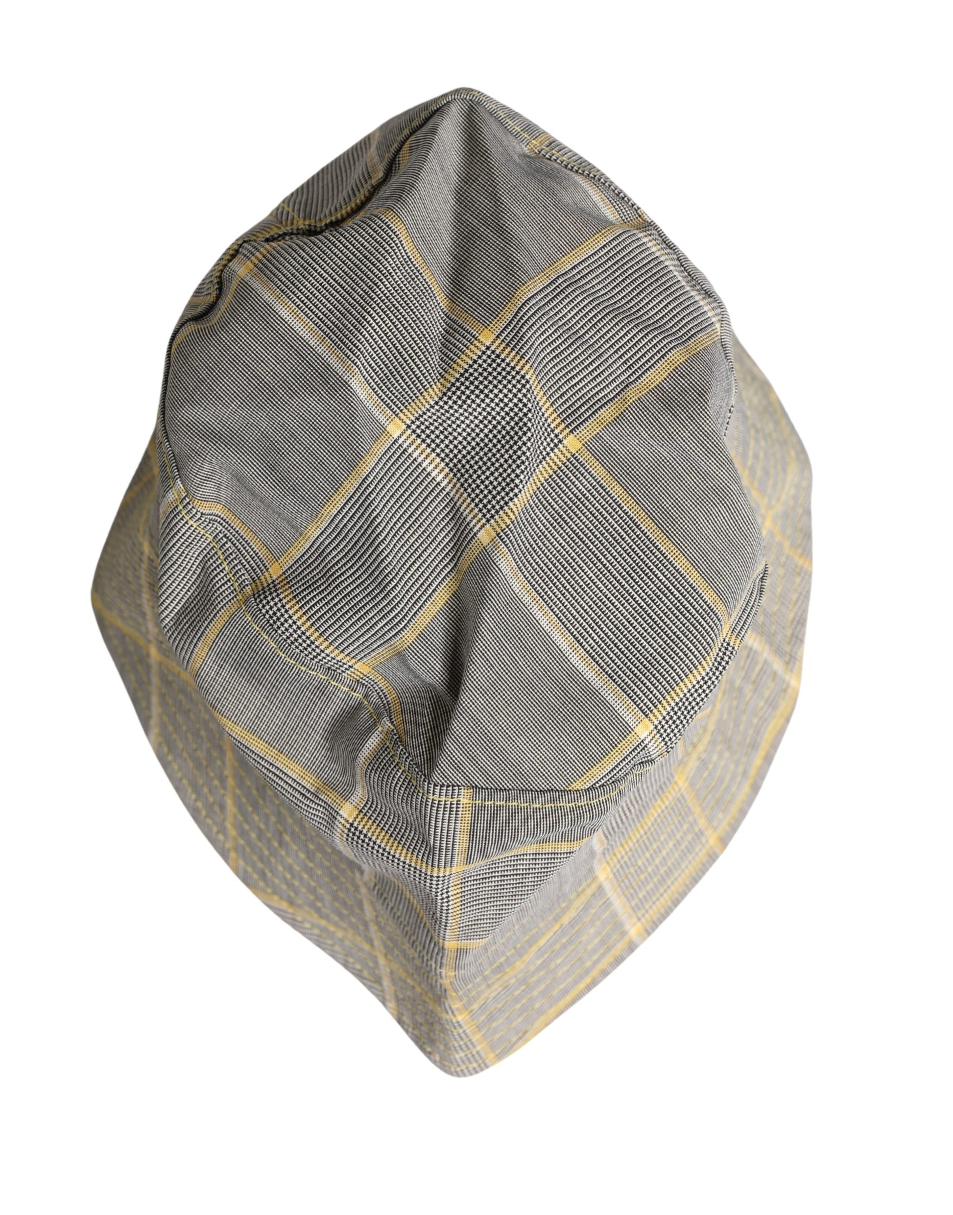 Men Gray Checkered Bucket Fisherman Capello Hat