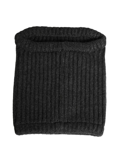 Black Cashmere Knitted Men Winter Neck Warmer Hat
