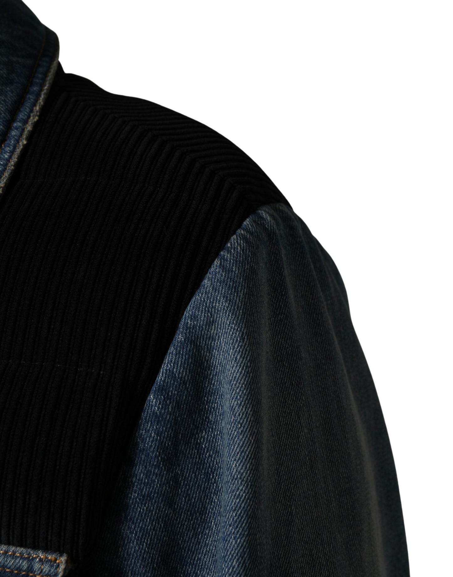 Black Blue Cotton Denim Blouson Men  Jacket