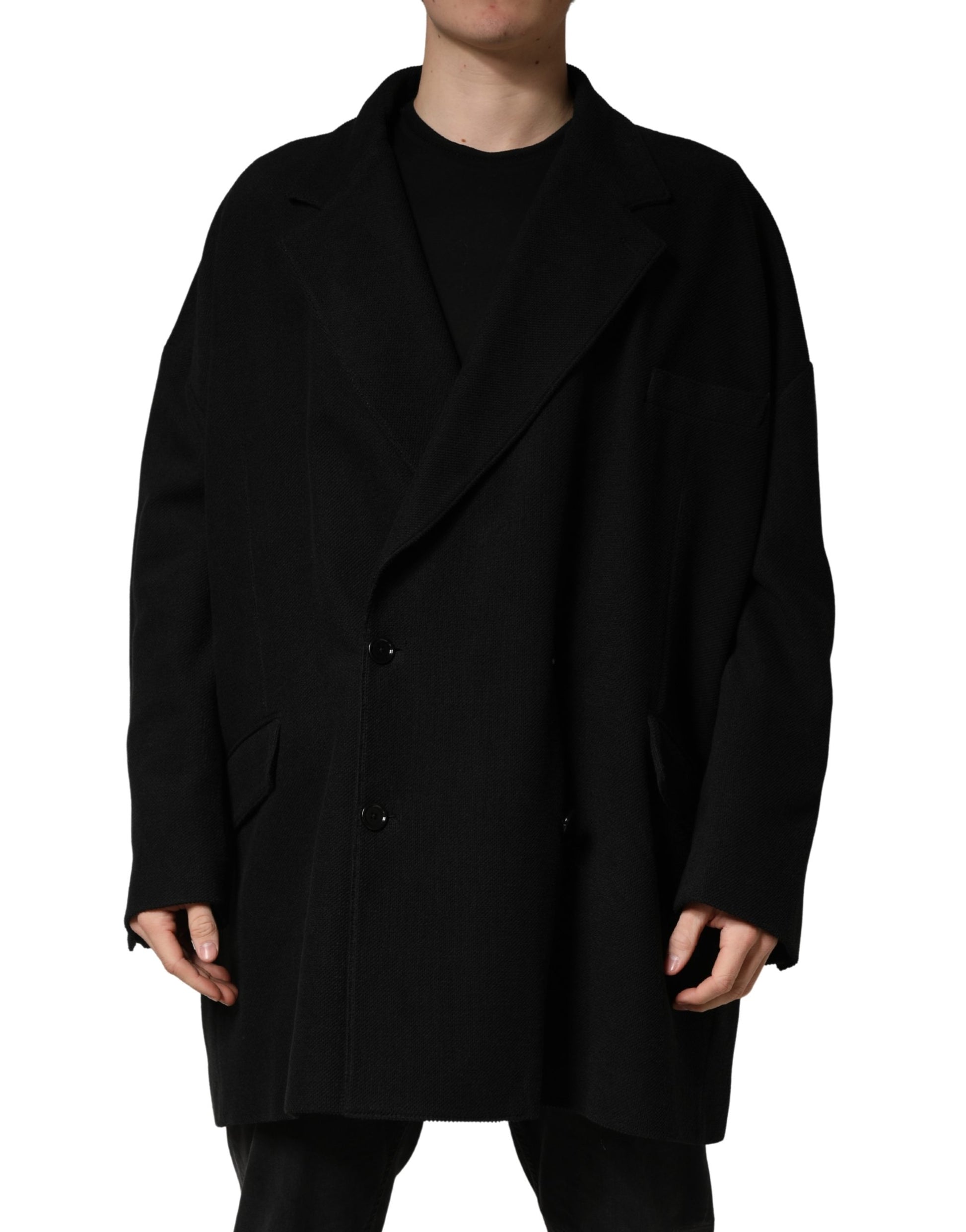 Black Double Breasted 2 Buttons Suit Jacket