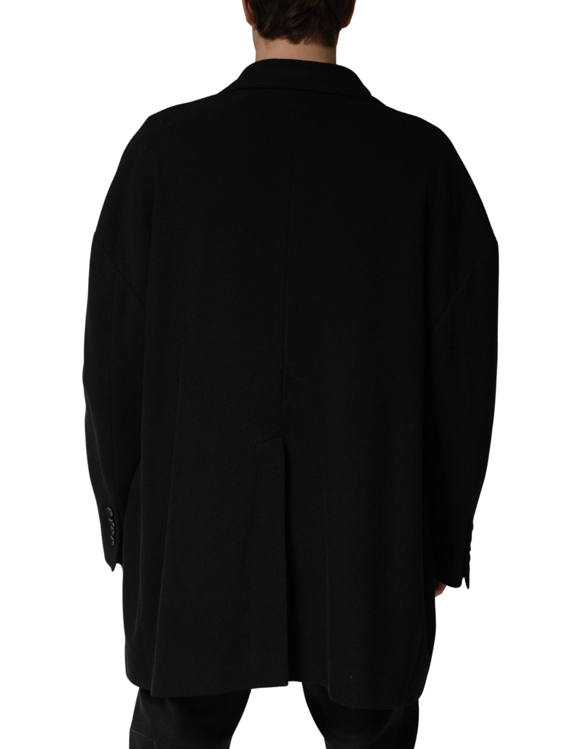 Black Double Breasted 2 Buttons Suit Jacket