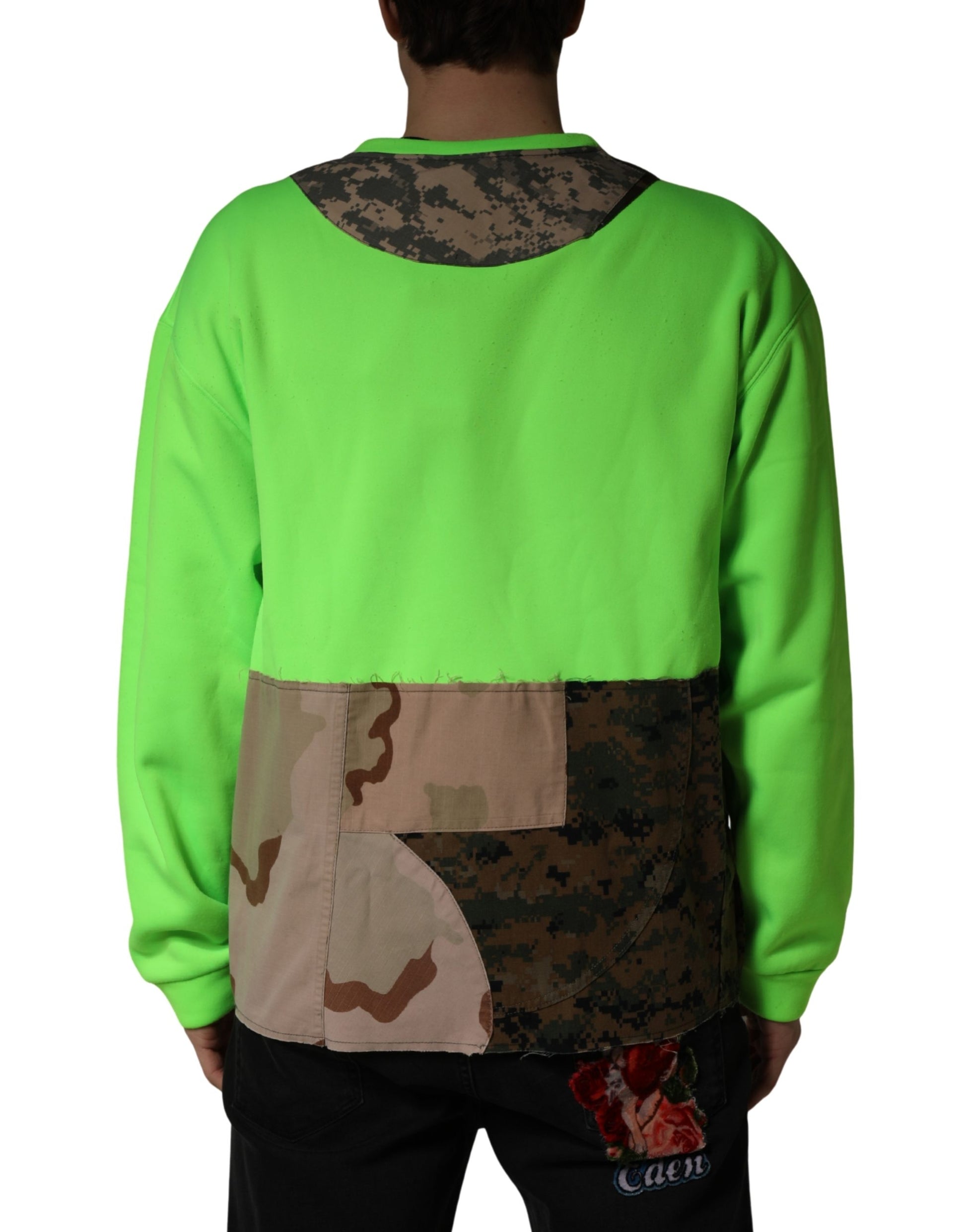 Green Patchwork Heart Men Sweatshirt Sweater