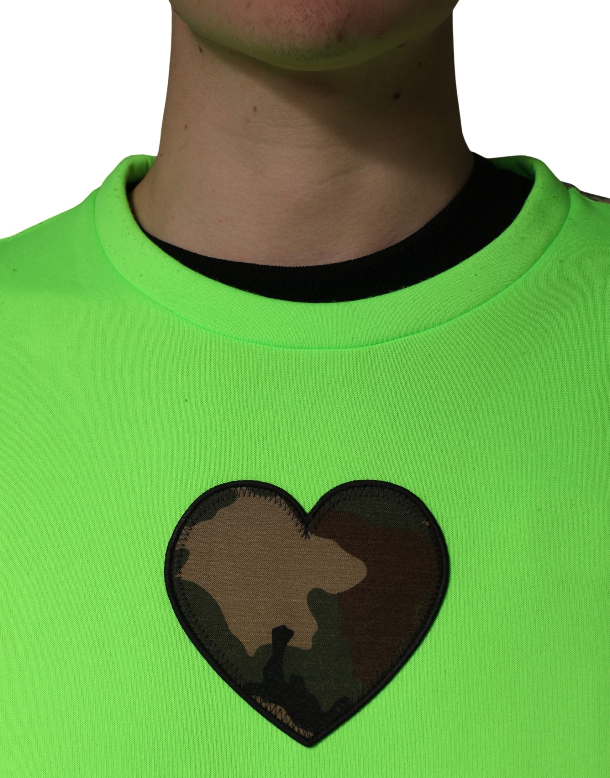 Green Patchwork Heart Men Sweatshirt Sweater