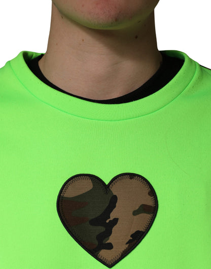 Green Patchwork Heart Men Sweatshirt Sweater