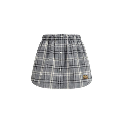 Gray Cotton Mini Skirt
