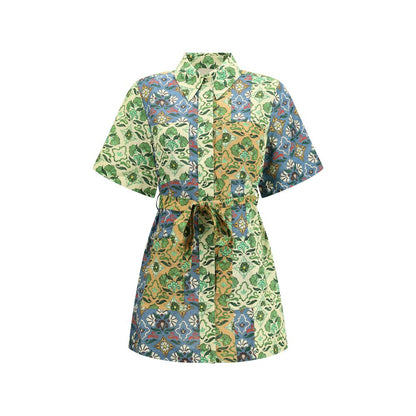 Multicolor Linen Casual Dress