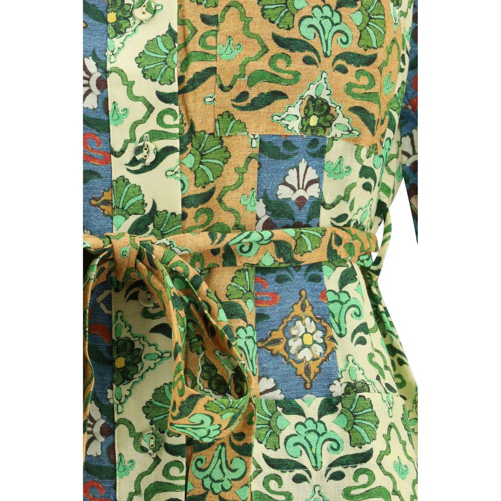 Multicolor Linen Casual Dress