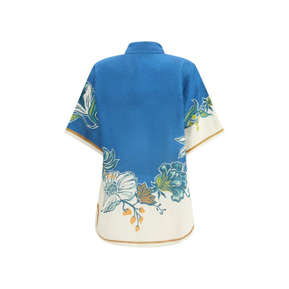 Blue Linen Pattern Shirt