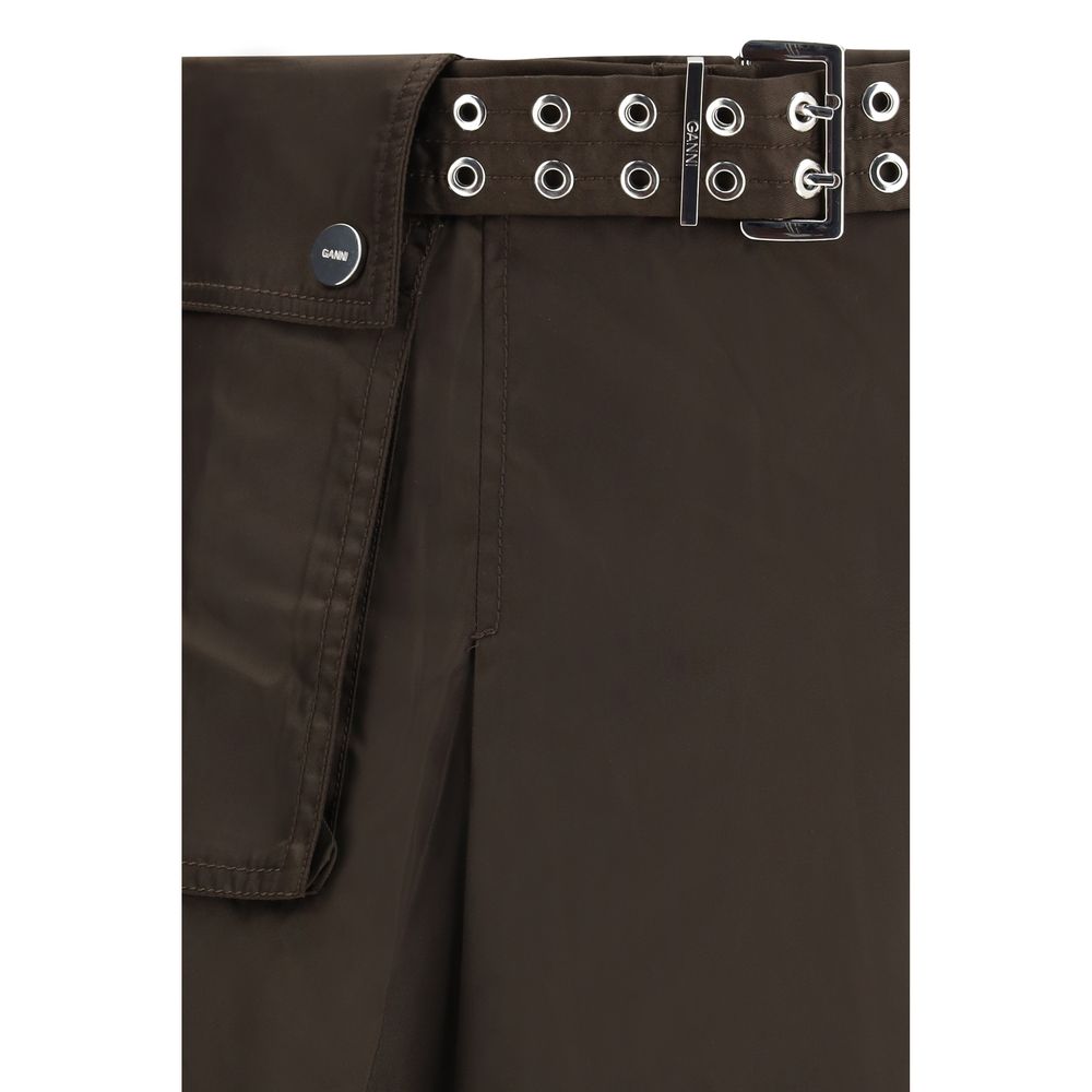 Brown Recycled Polyamide Long Skirt
