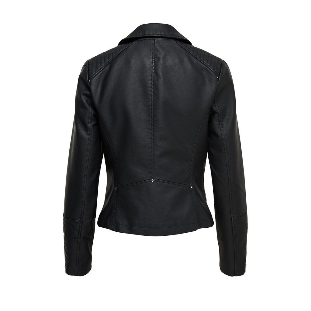 Black Viscose Biker Jacket