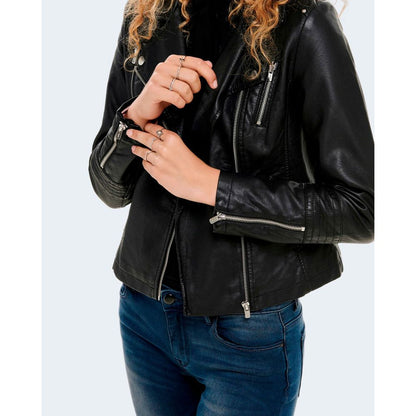Black Viscose Biker Jacket