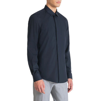 Blue Cotton Dress Shirt