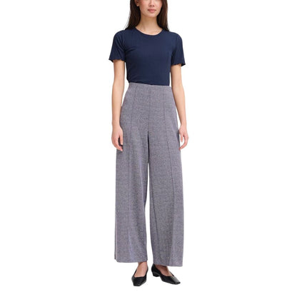 Blue Polyester Casual Pants