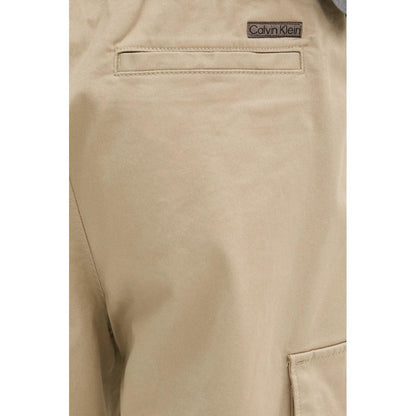 Beige Cotton Cargo Pants