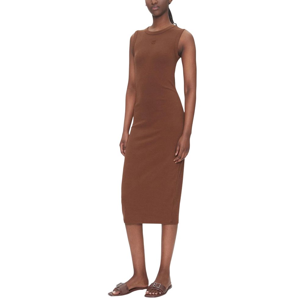Brown Cotton Long Dress