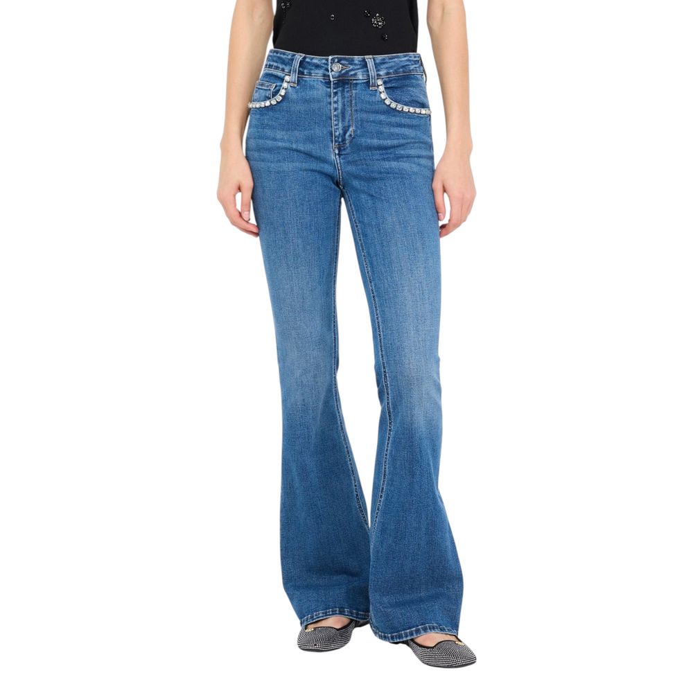 Blue Cotton Bootcut Jeans