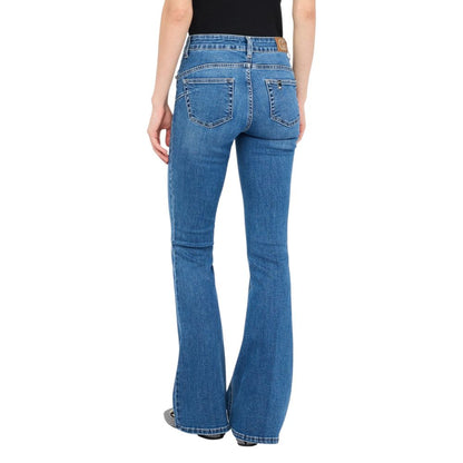 Blue Cotton Bootcut Jeans