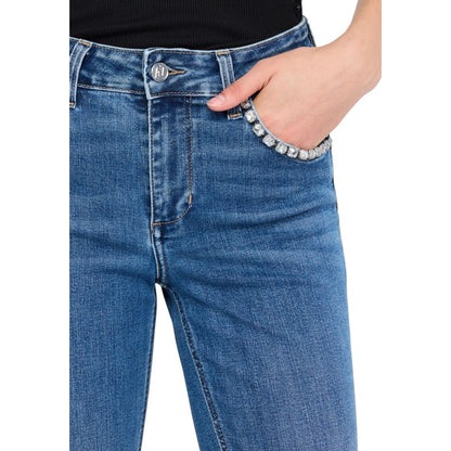 Blue Cotton Bootcut Jeans