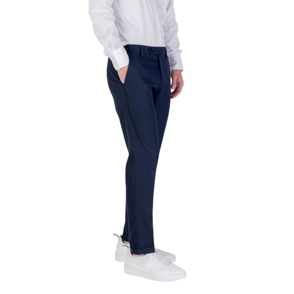 Blue Polyester Skinny Pants