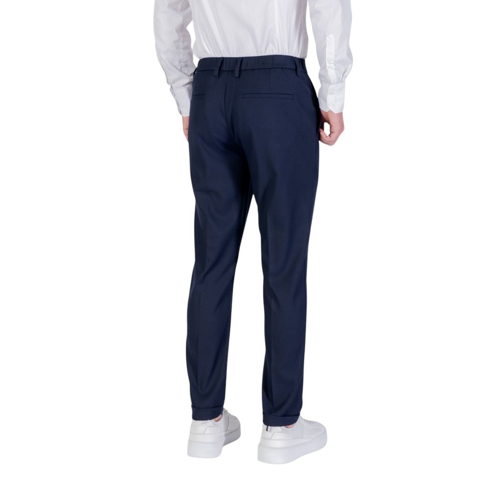 Blue Polyester Skinny Pants