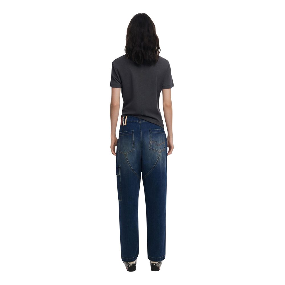 Blue Cotton Boyfriend Jeans