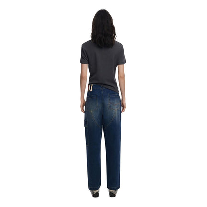 Blue Cotton Boyfriend Jeans