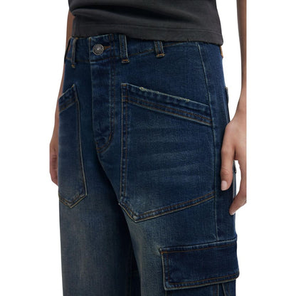 Blue Cotton Boyfriend Jeans