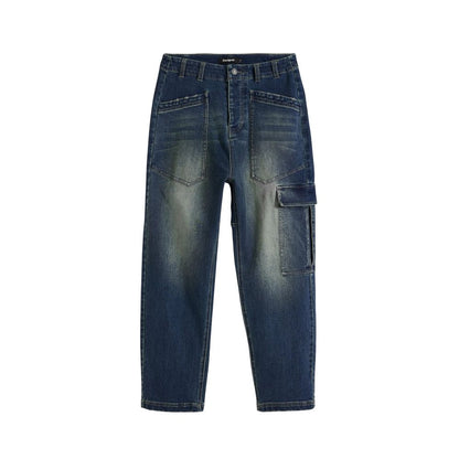 Blue Cotton Boyfriend Jeans
