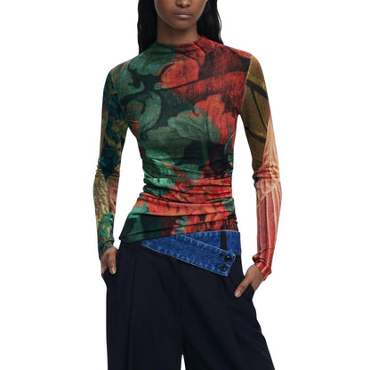 Bicolor Viscose Long Sleeve T-Shirt