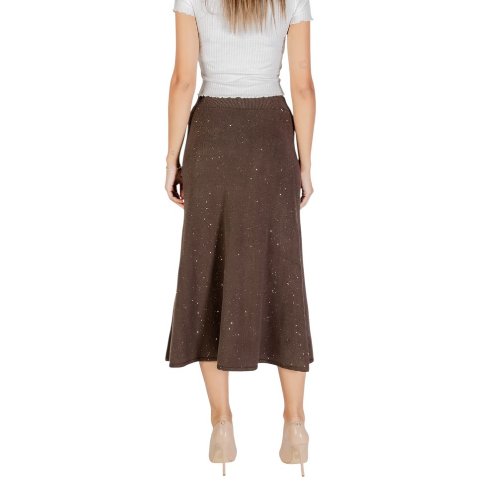 Brown Viscose Long Skirt