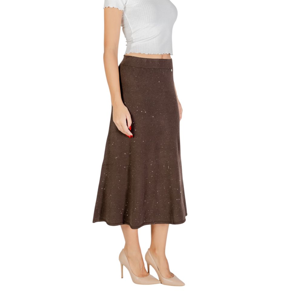 Brown Viscose Long Skirt