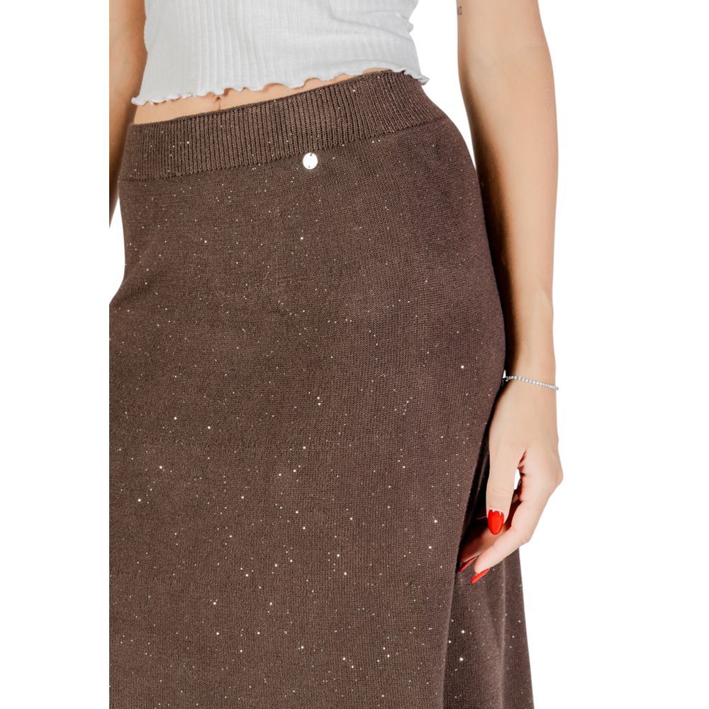 Brown Viscose Long Skirt