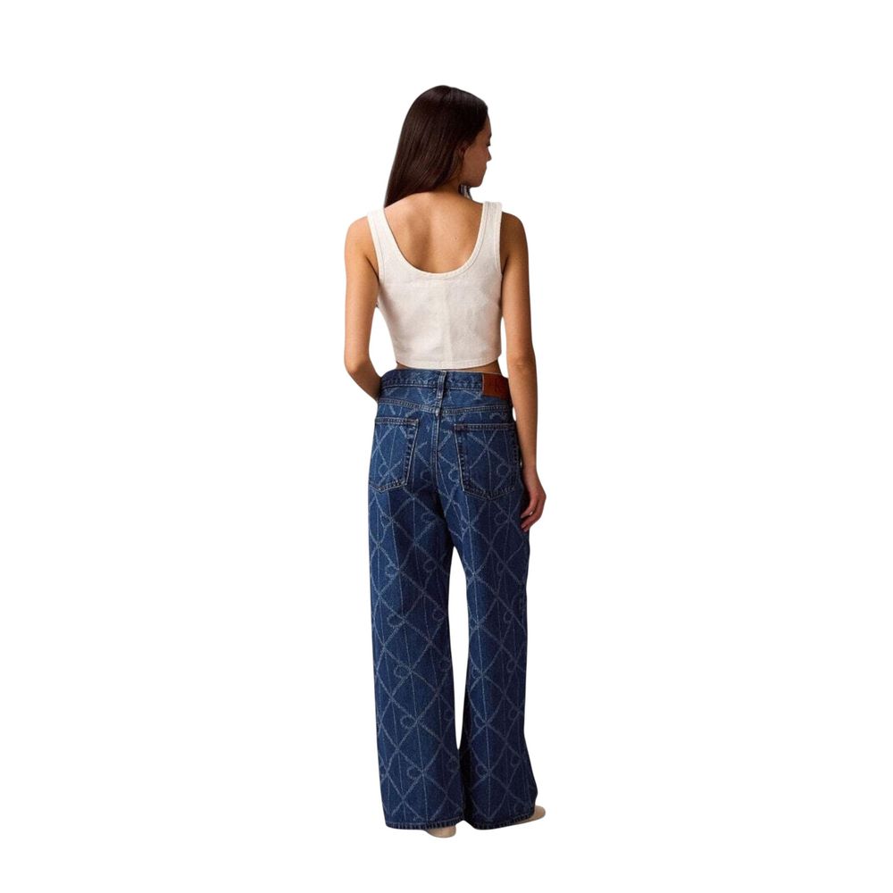Blue Cotton Boyfriend Jeans