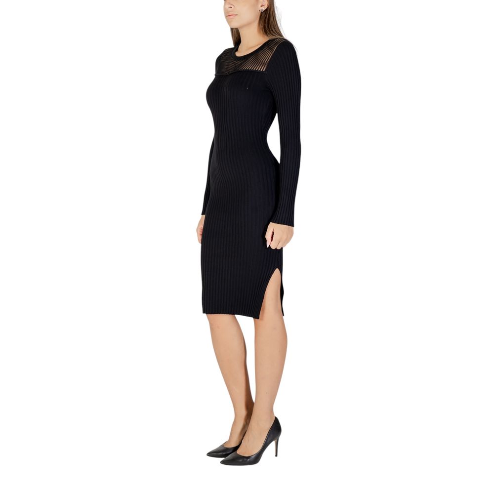 Black Viscose Midi Dress