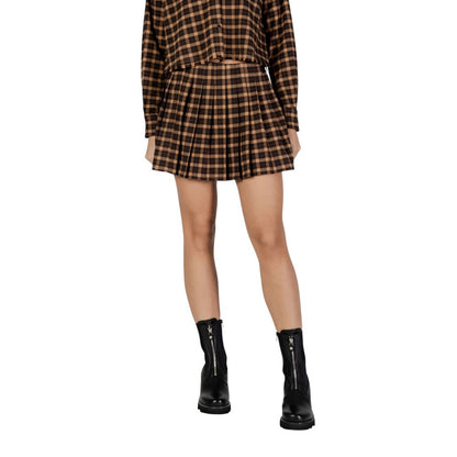 Brown Recycled Polyester Mini Skirt