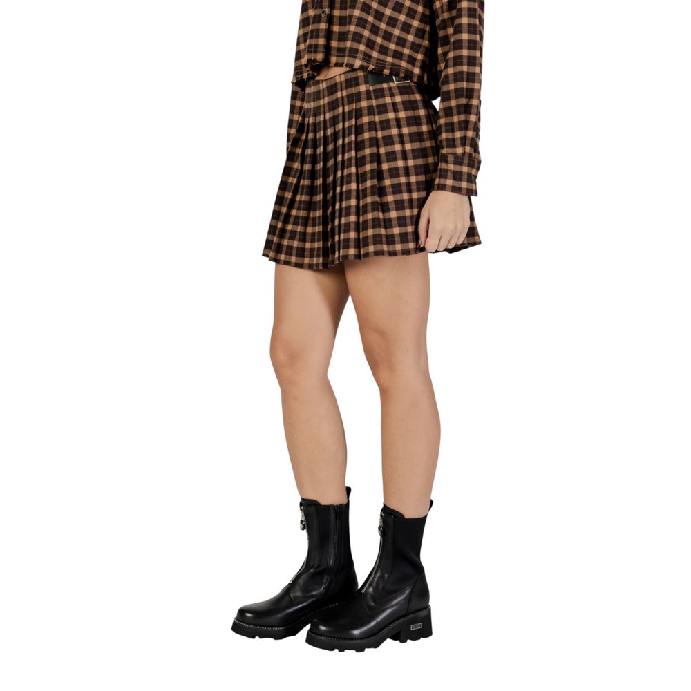 Brown Recycled Polyester Mini Skirt
