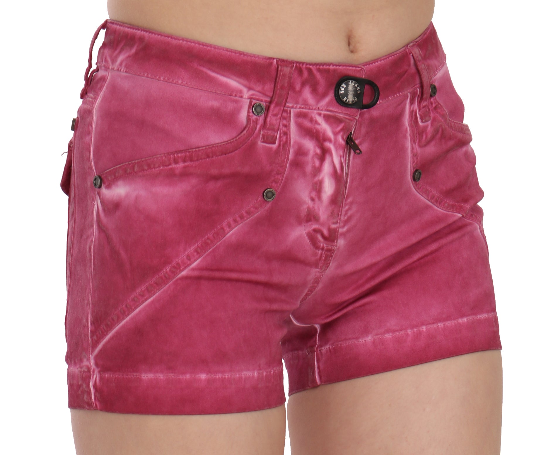 Chic Pink Washed Denim Shorts