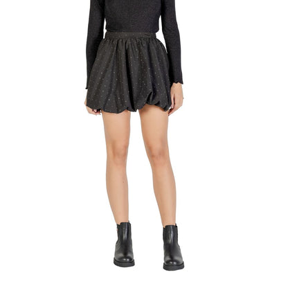 Black Polyester Mini Skirt