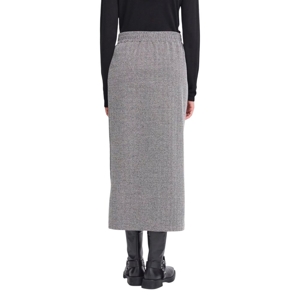 Black And White Polyester Long Skirt