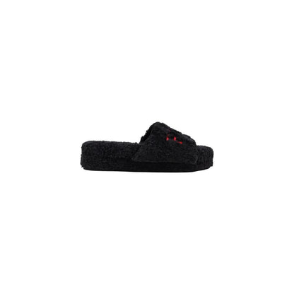 Black Textile Slippers