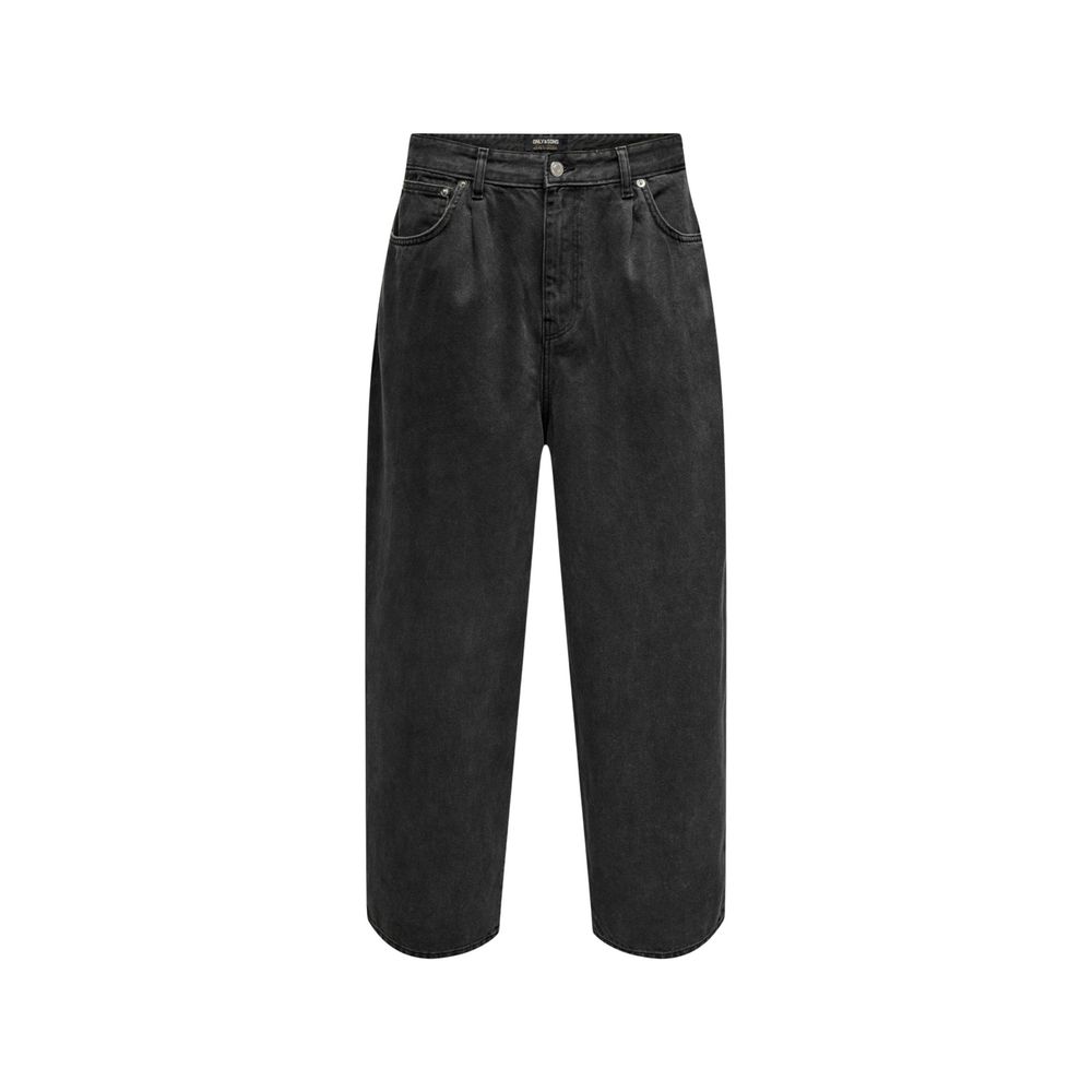 Black Cotton Relaxed Fit Jeans
