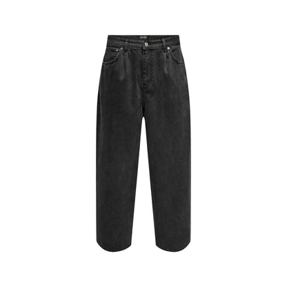 Black Cotton Relaxed Fit Jeans