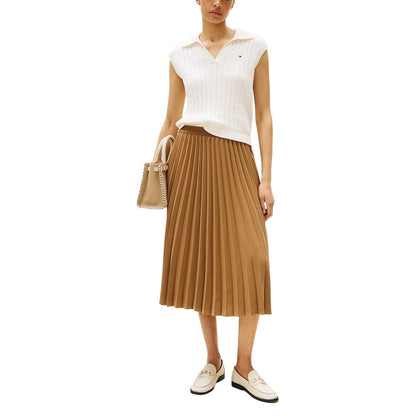 Brown Recycled Polyester Midi Skirt