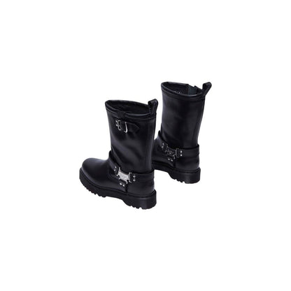 Black Leather Lace-Up Boots