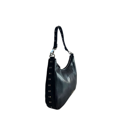 Black Polyurethane Women Shoulder Bag